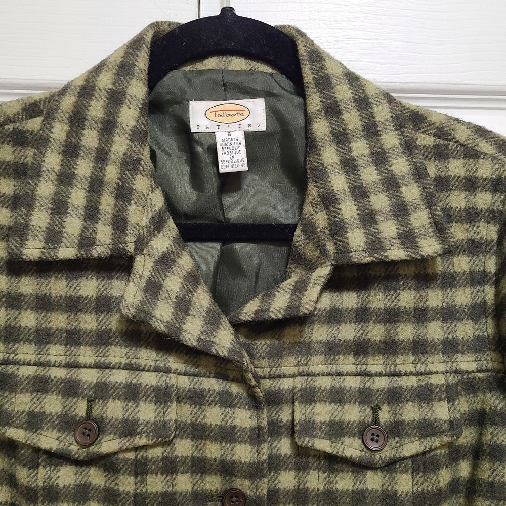 Talbots Flannel Wool blend Check Plaid Women's Jacket Blazer 8 shacket vtg - Picture 12 of 12